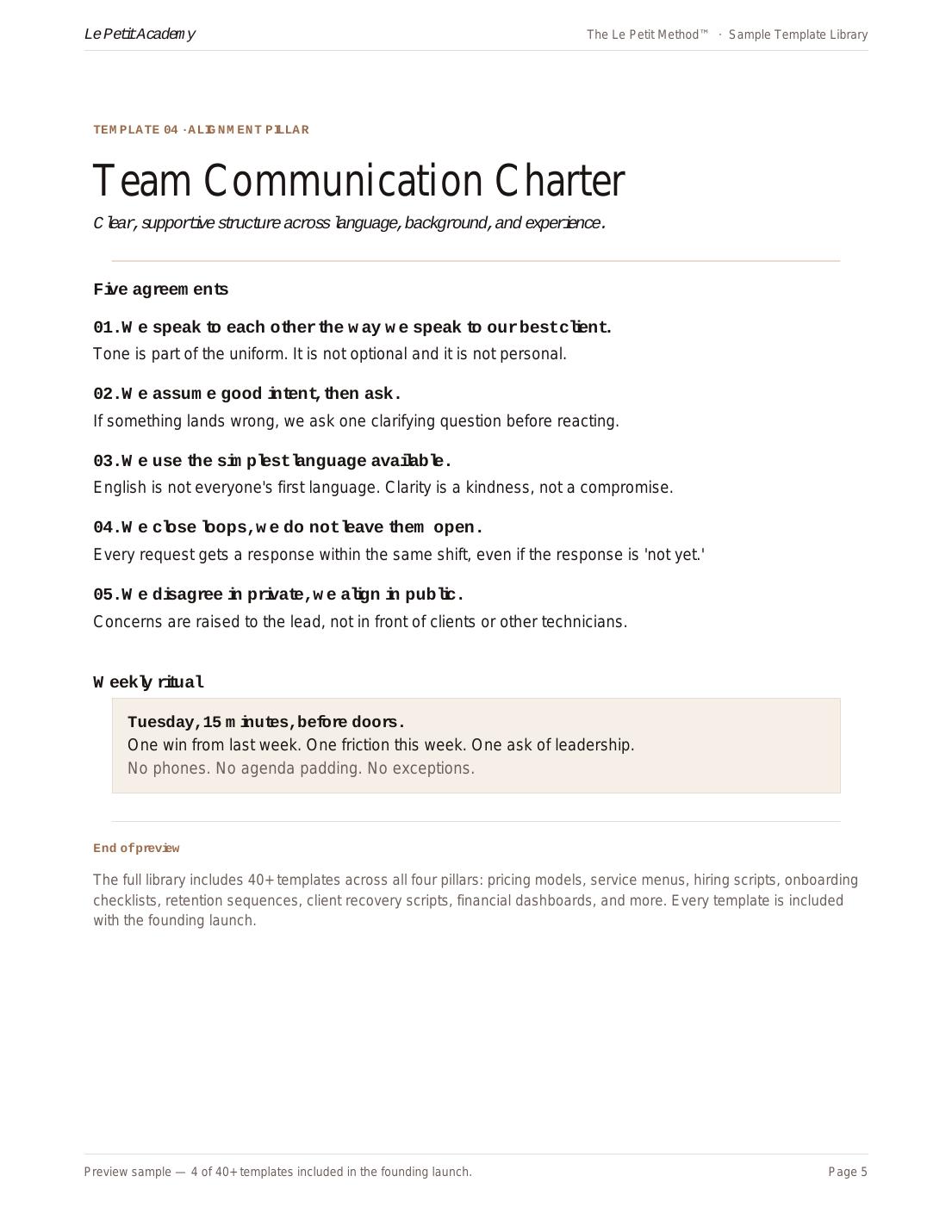 Preview of Team Communication Charter template